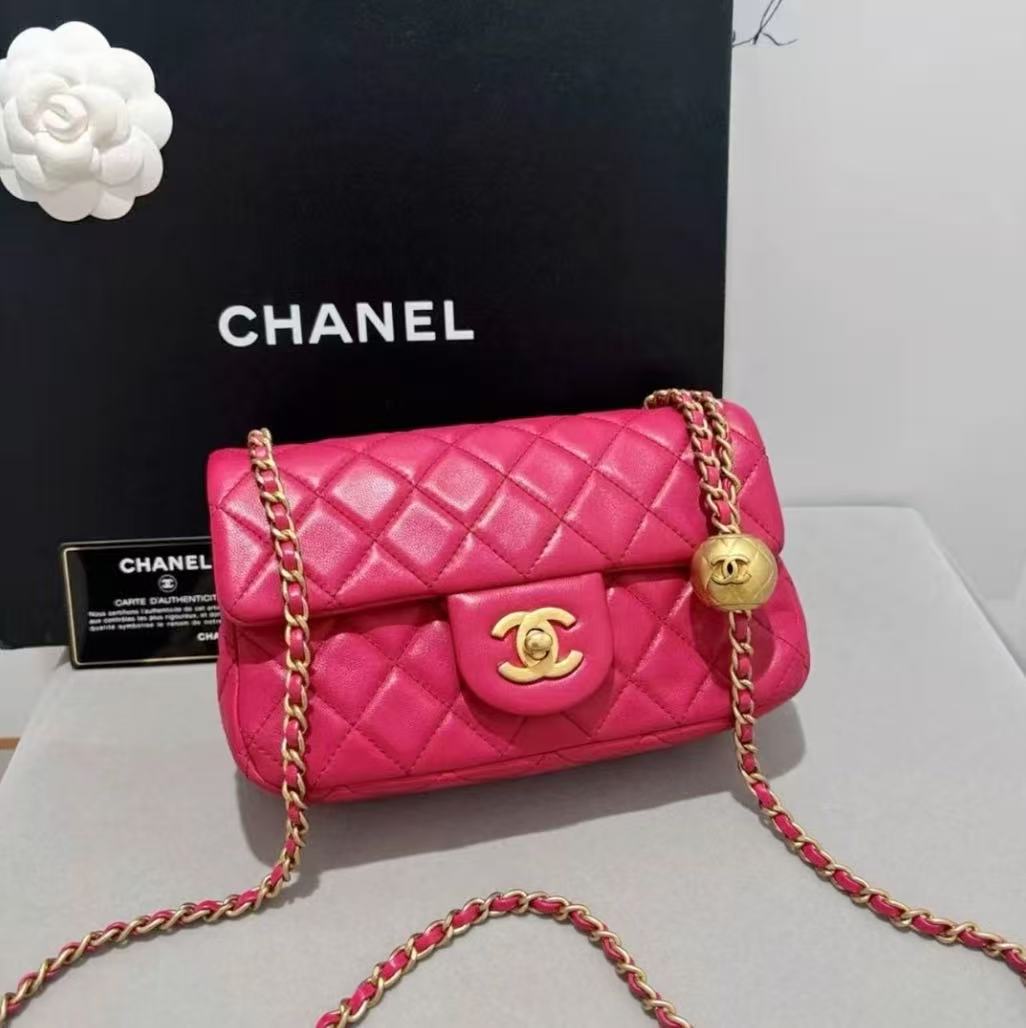 99新 Chanel/香奈儿 香奈儿桃红色金球大迷你