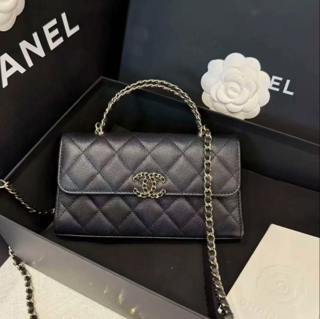 99新 Chanel/香奈儿 Chanel黑金Kelly皮穿链手柄