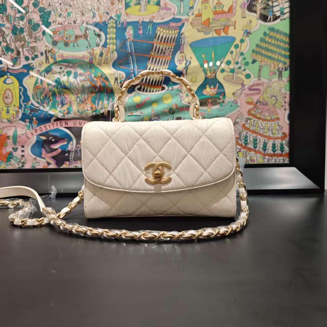 95新 Chanel/香奈儿 Chanel白金handle flap手柄